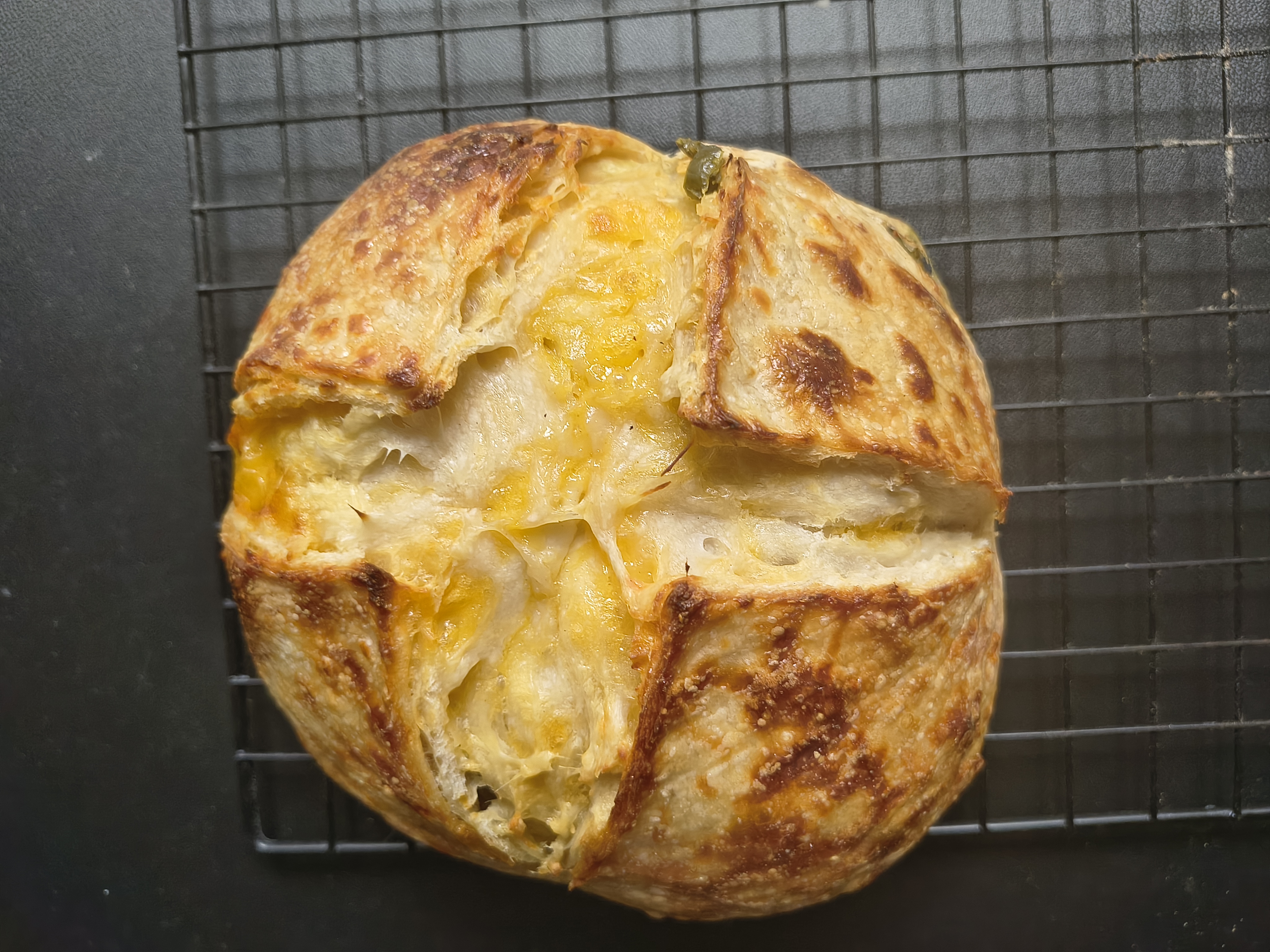 Cheddar Jalapeno Sourdough loaf