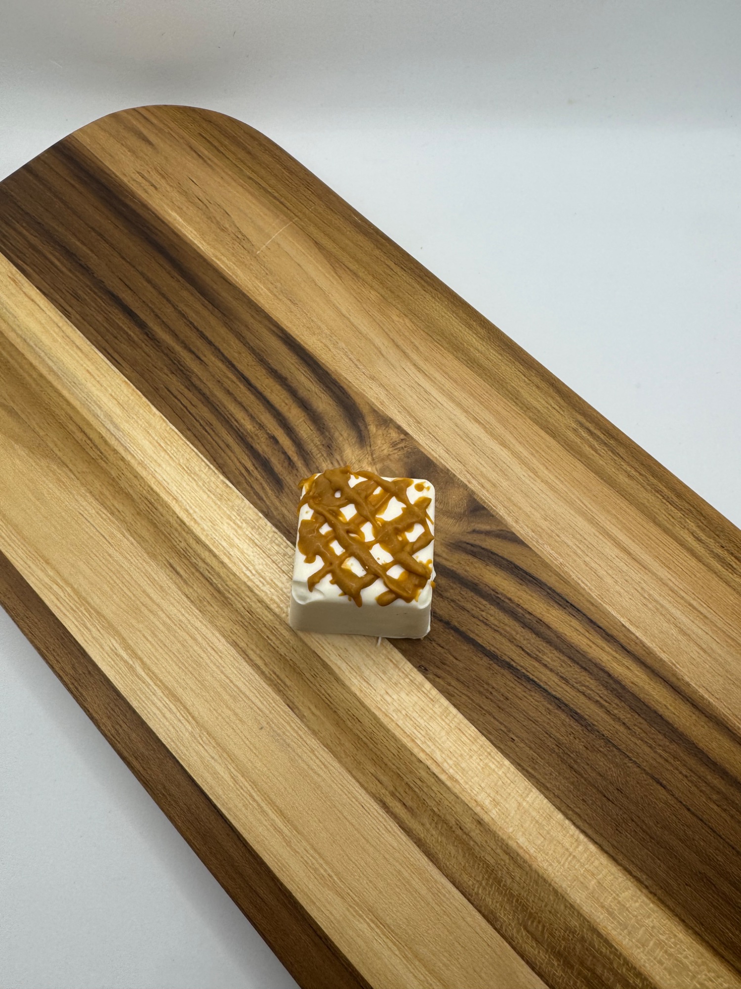 White chocolate filled with salted caramel